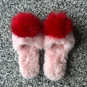 Furry slipper slides